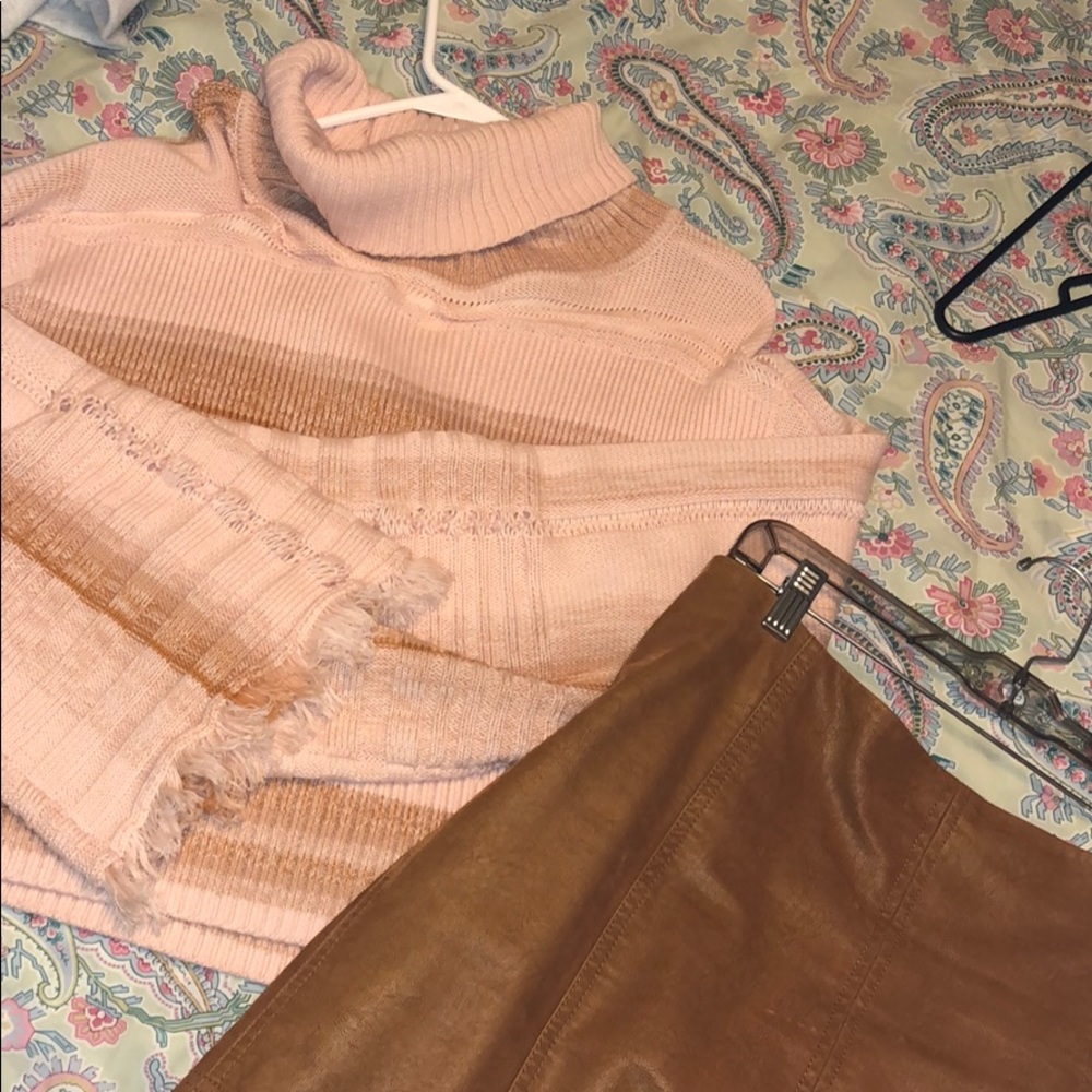 Pink and brown striped Free People Sweater Large